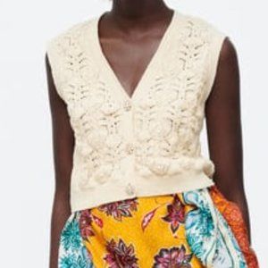 NWT Zara JEWEL BUTTON KNIT VEST size s